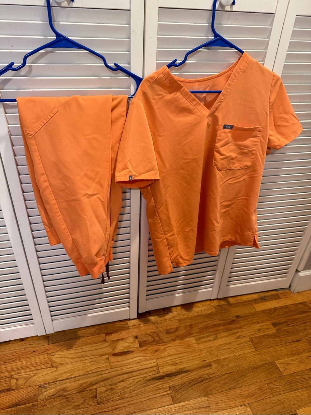 Figs Kids Orange Scrub Top and Jogger Pants Set